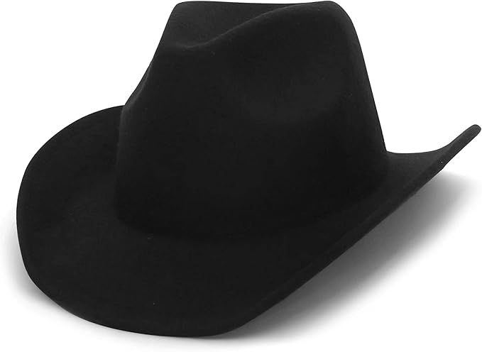 Wool Cowboy Cowgirl Hat for Men Women Classic Roll Up Brim Fedora Cowgirl Hat Western Cowboy Hat | Amazon (US)