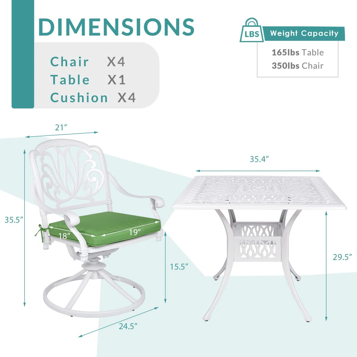 4 - Person Patio Dining Set with Square Table , Cushions Included | Wayfair North America
