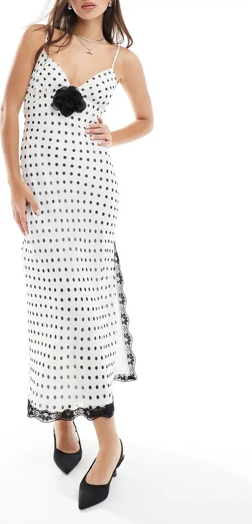 Miss Selfridge Polka Dot Rosette Detail Dress | Nordstrom | Nordstrom