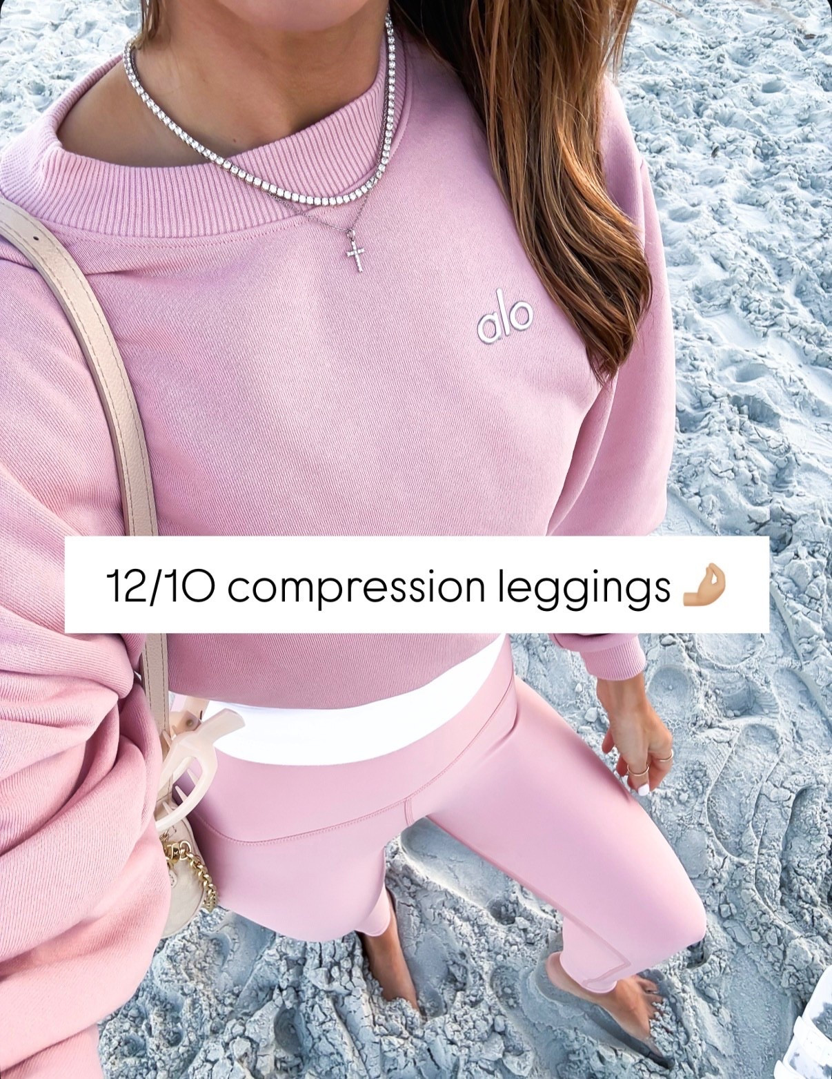 Alo Vintage pink airlift 7/8 leggings in XXS. Vintage pink cropped sweatshirt in XXS. Matching workout set. Matching Alo set. 

#LTKActive #LTKTravel #LTKootd