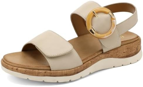 UBFEN Womens Low Wedge Walking Sandals with Arch Support | Open Toe Sandals Adjustable Instep and... | Amazon (US)
