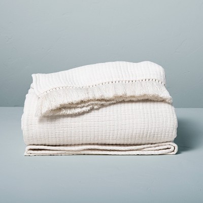 Textured Fringe Coverlet Sour Cream - Hearth & Hand™ with Magnolia | Target
