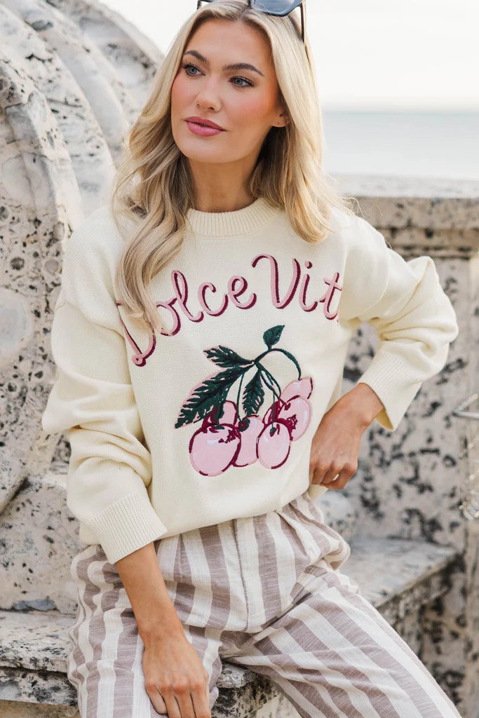 English Factory: Where We Began Cream Novelty Sweater | The Mint Julep Boutique