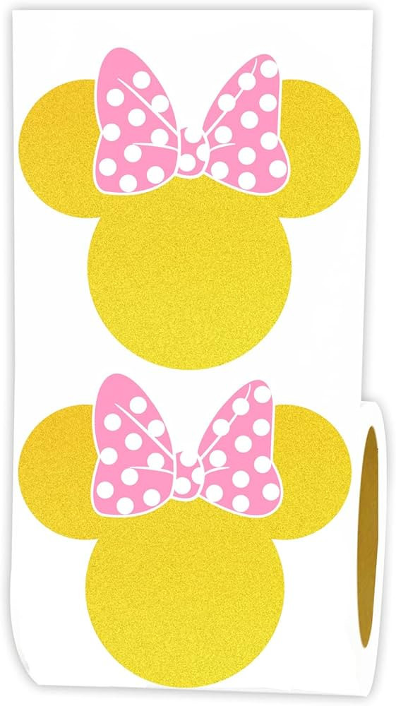 150Pcs Gold Mouse Head Stickers Big Size 2.73 x 2.62 Inch PVC Pink Min.ni Stickers Children's Bir... | Amazon (US)