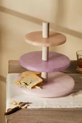 Dyed Alabaster 3-Tier Serving Stand, Violet | Anthropologie (US)