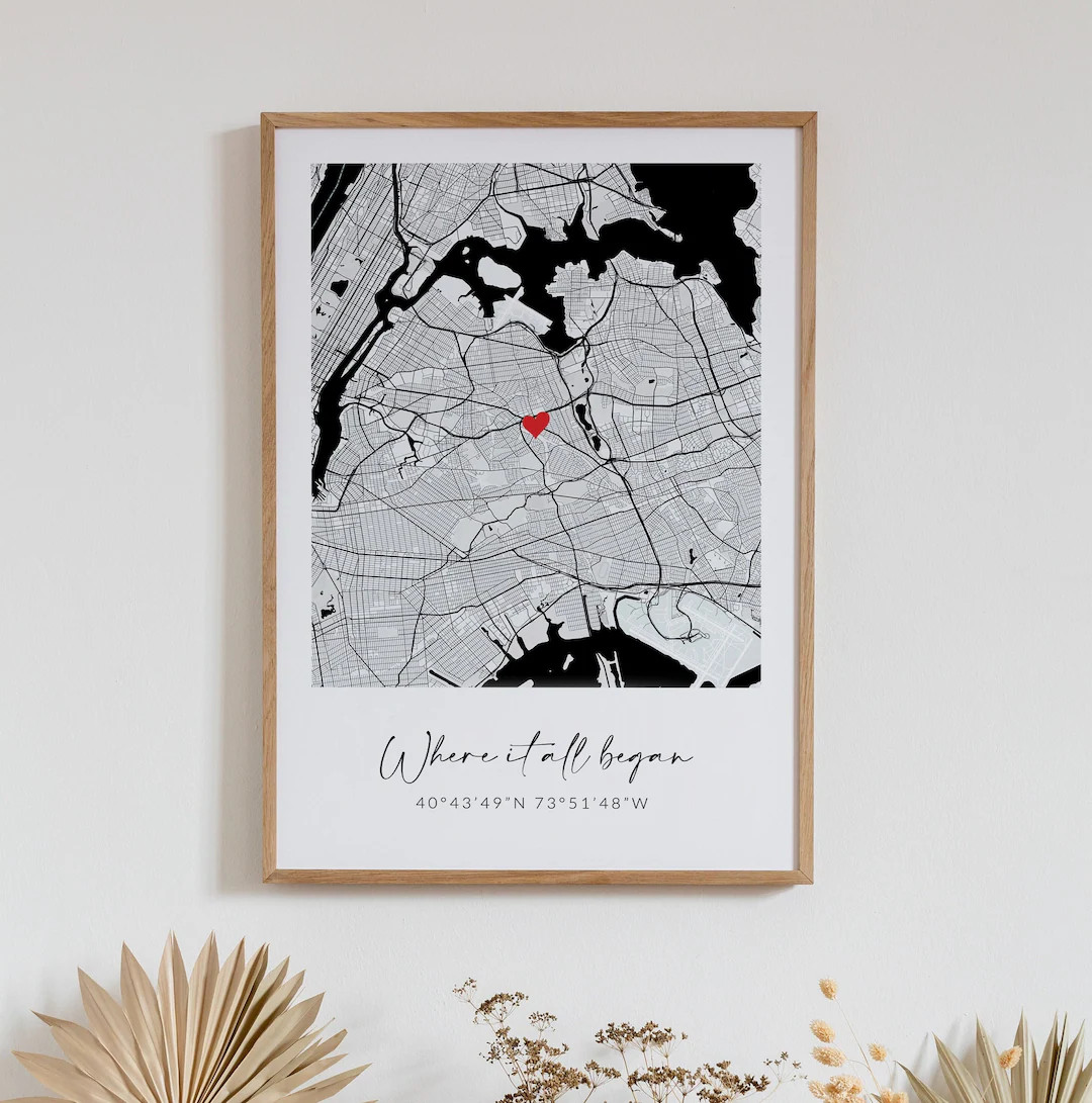Personalized Street Map, Custom Valentine's Day Gift, Anniversary Gift, Personalized Road Map Pri... | Etsy (US)