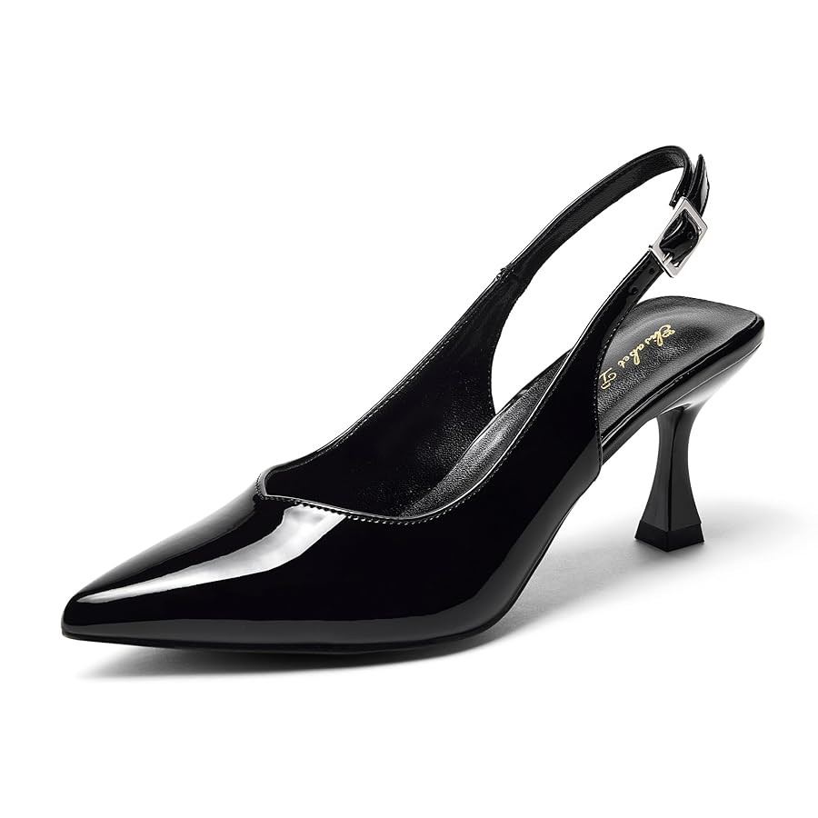 Elisabet Tang Women's Kitten Heel Slingback Low Pumps 3 Inches Stiletto Pointed Closed Toe Elegan... | Amazon (US)