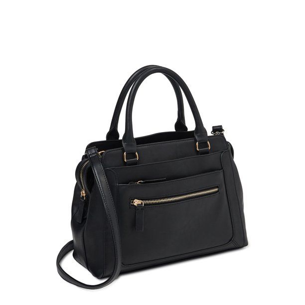 Time and Tru Women's Multi-Compartment Marli Convertible Satchel Handbag Black - Walmart.com | Walmart (US)