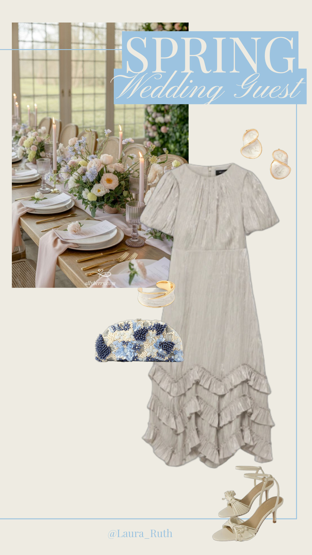Floaty silhouettes & soft shimmer 💫
Obsessed with this neutral statement dress from Mint Velvet, elevated with a blue beaded clutch for that standout pop 💙wedding guest outfit, spring wedding, spring outfit idea, spring dresses 

 #LTKxMintVelvet #LTKwedding #LTKdresses