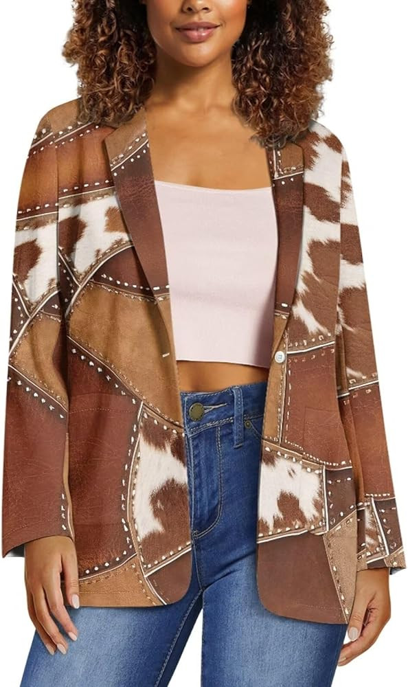 Women's Blazers Open Front One Button Dress Jackets for Women Long Sleeve Pockets Tops for Office... | Amazon (US)