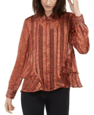 MSRP $80 Inc Ruffled Snake-Embossed Top Orange Size XL | eBay US