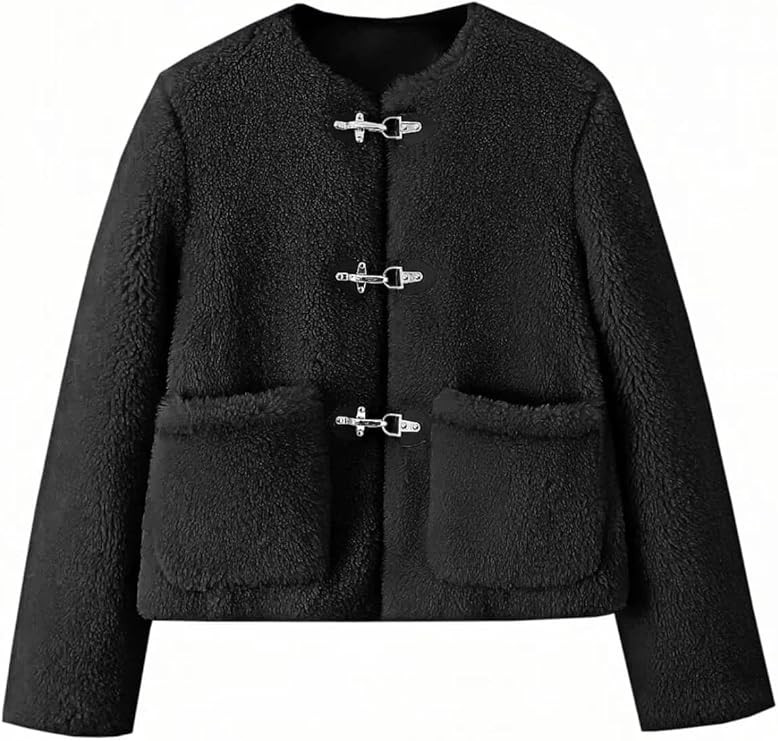 Tankaneo Womens Sherpa Fleece Jackets Long Sleeve Faux Fur Winter Warm Fuzzy Coats with Pockets | Amazon (US)