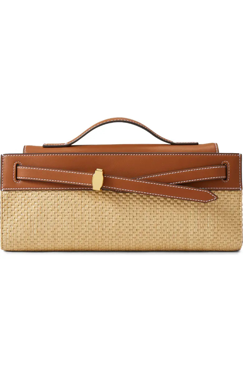 Dash Leather & Raffia Clutch | Nordstrom