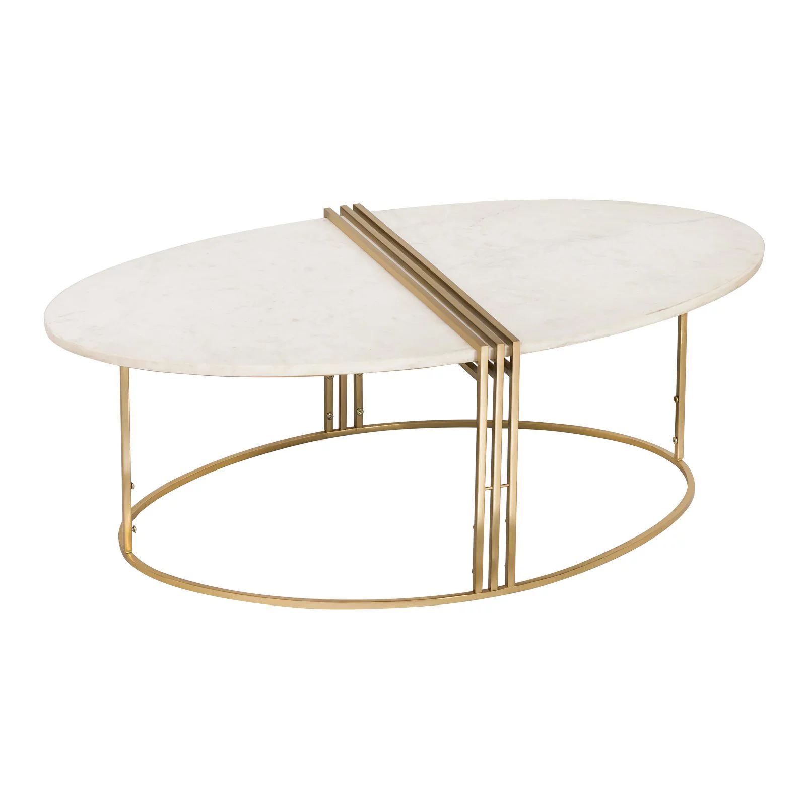 TOV Furniture Caleb White Marble Oval Cocktail Table with Gold Frame | Walmart (US)
