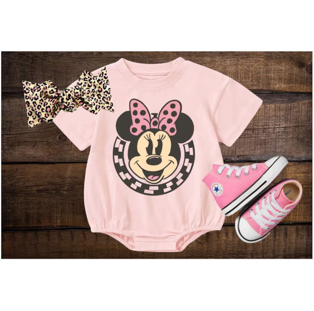 Retro Checkered Girl Mouse Head, Sweatshirt Bubble, Tshirt Romper, Tees, Sweatshirt, Baby, Toddle... | Etsy (US)