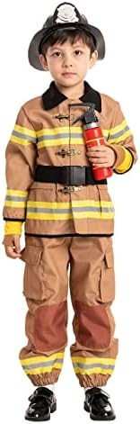 Child Unisex Brown Fireman Costume for Halloween dress up-3T | Amazon (US)