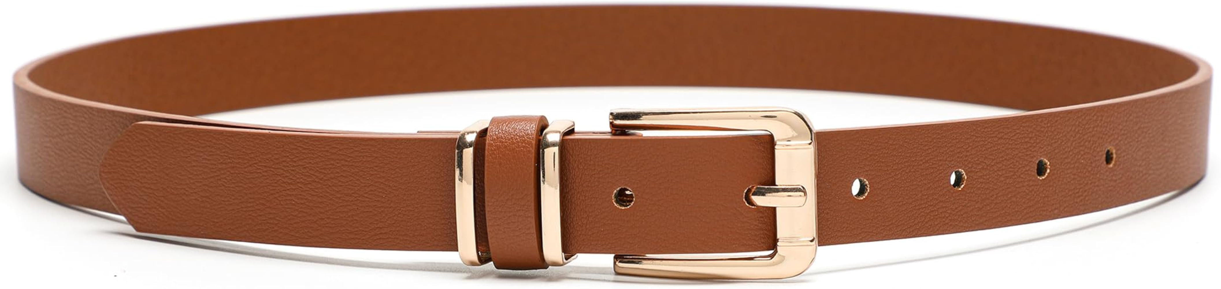 Earnda Women's Skinny Waist Belts for Jeans Dress, PU Leather Pin Buckle Thin Belt | Amazon (US)