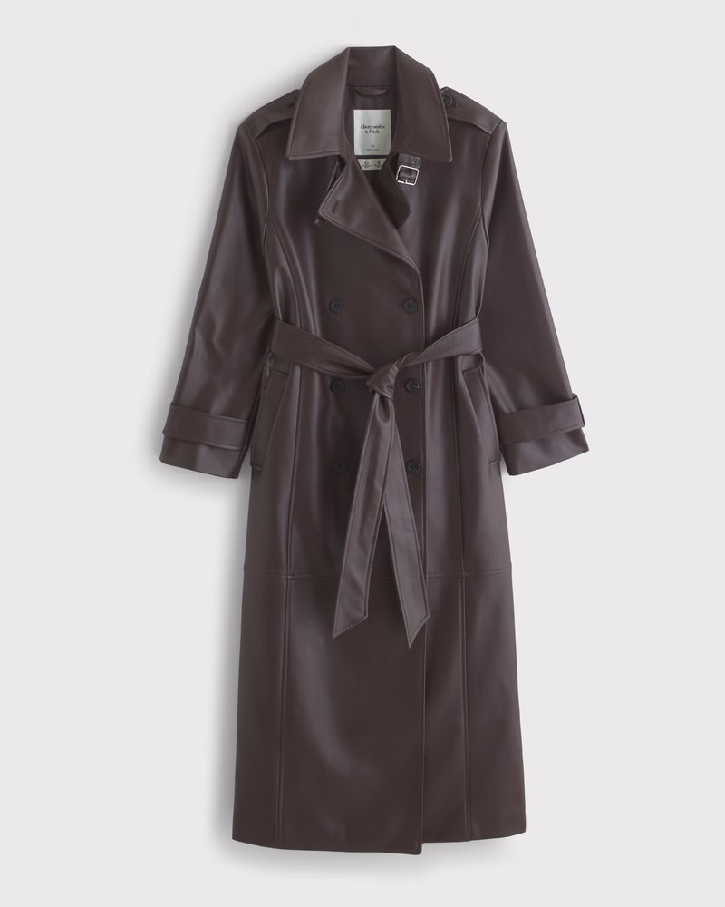 Women's Vegan Leather Trench Coat | Women's New Arrivals | Abercrombie.com | Abercrombie & Fitch (US)