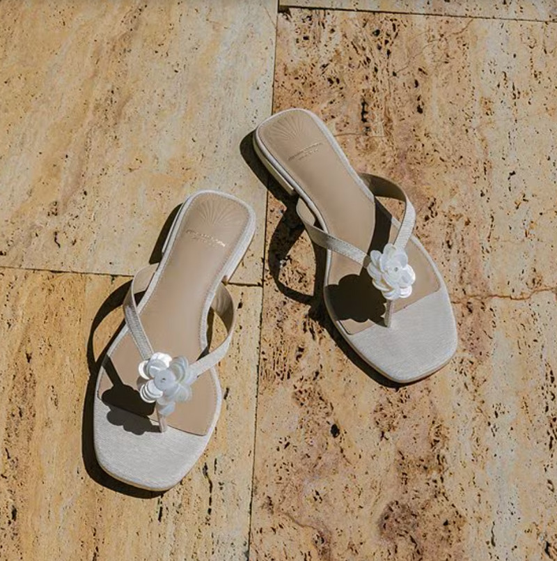 Dillards - Rosa Floral Ornamented Flat Sandals 

 