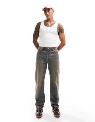 ASOS DESIGN straight jeans in dark wash with tint | ASOS (Global)