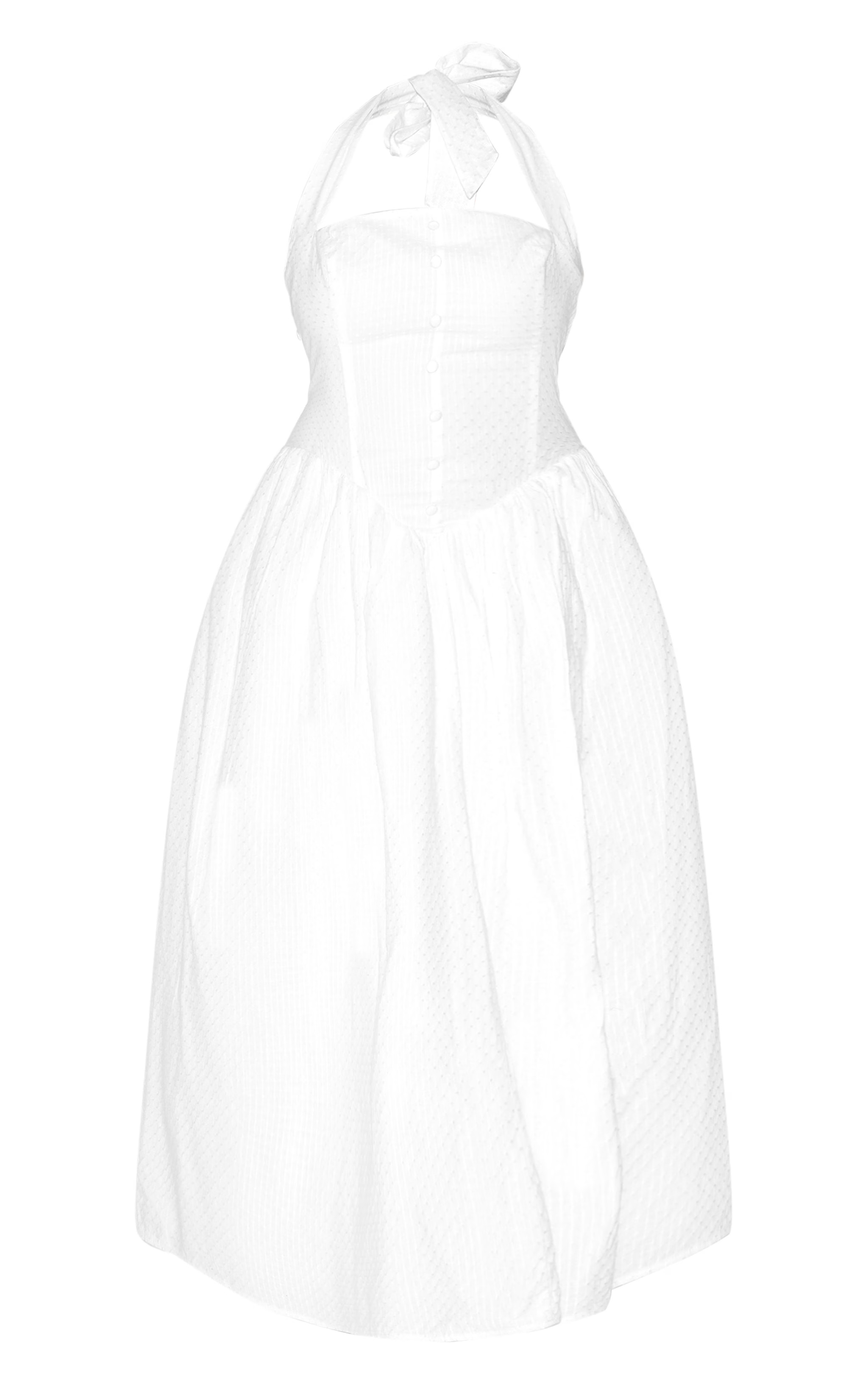 Plus White Embroidered Cotton Halterneck Midaxi Dress | PrettyLittleThing US