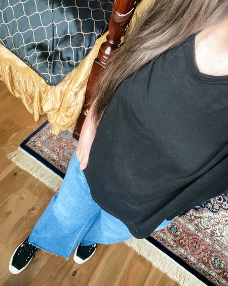 Casual outfit / spring fashion / black sneakers / flared cropped jeans perfect for petite women (jeans run big, sized down one)

#LTKover40 #LTKSeasonal #LTKshoecrush