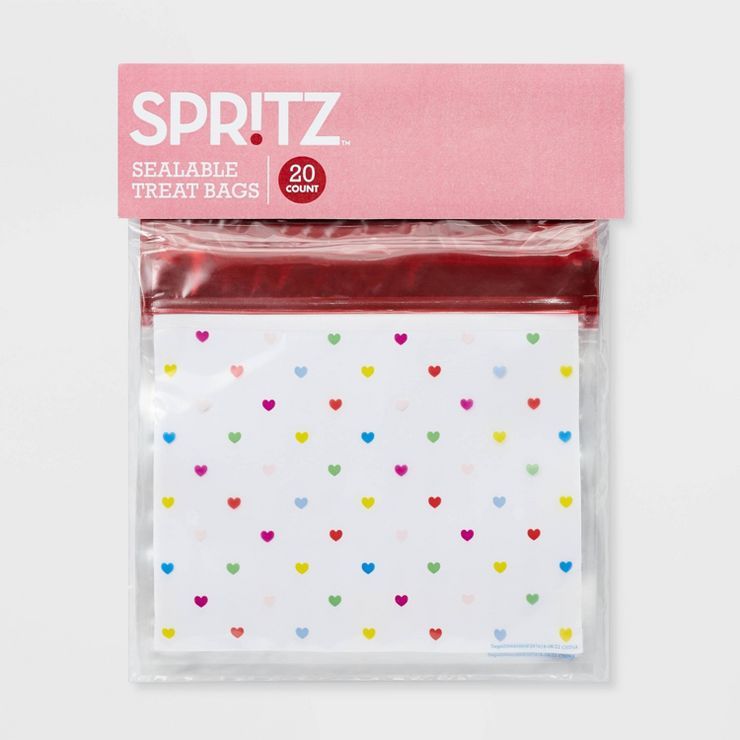 20ct Plastic Multi-Hearts Sealable Treat Bags - Spritz™ | Target