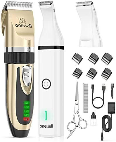 oneisall Dog Clippers and Dog Paw Trimmer Kit 2 in 1 Low Noise Cordless Dog Clippers for Grooming... | Amazon (US)