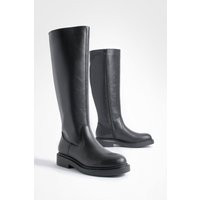 boohoo Women's Minimal Chunky Knee High Boots in Black | Size: 3 | Boohoo.com (UK & IE)