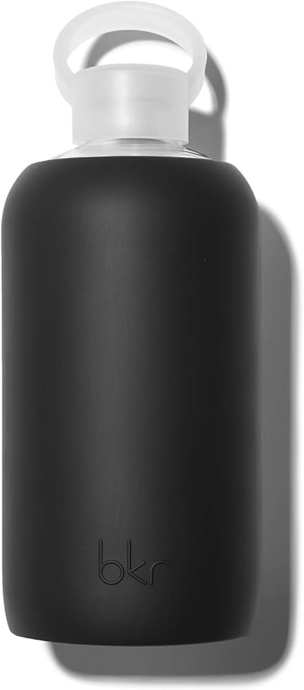 bkr Big Smooth Jet - 32oz/1L - Glass Water Bottle - Jet Black - Dishwasher Safe - Removable Silic... | Amazon (US)