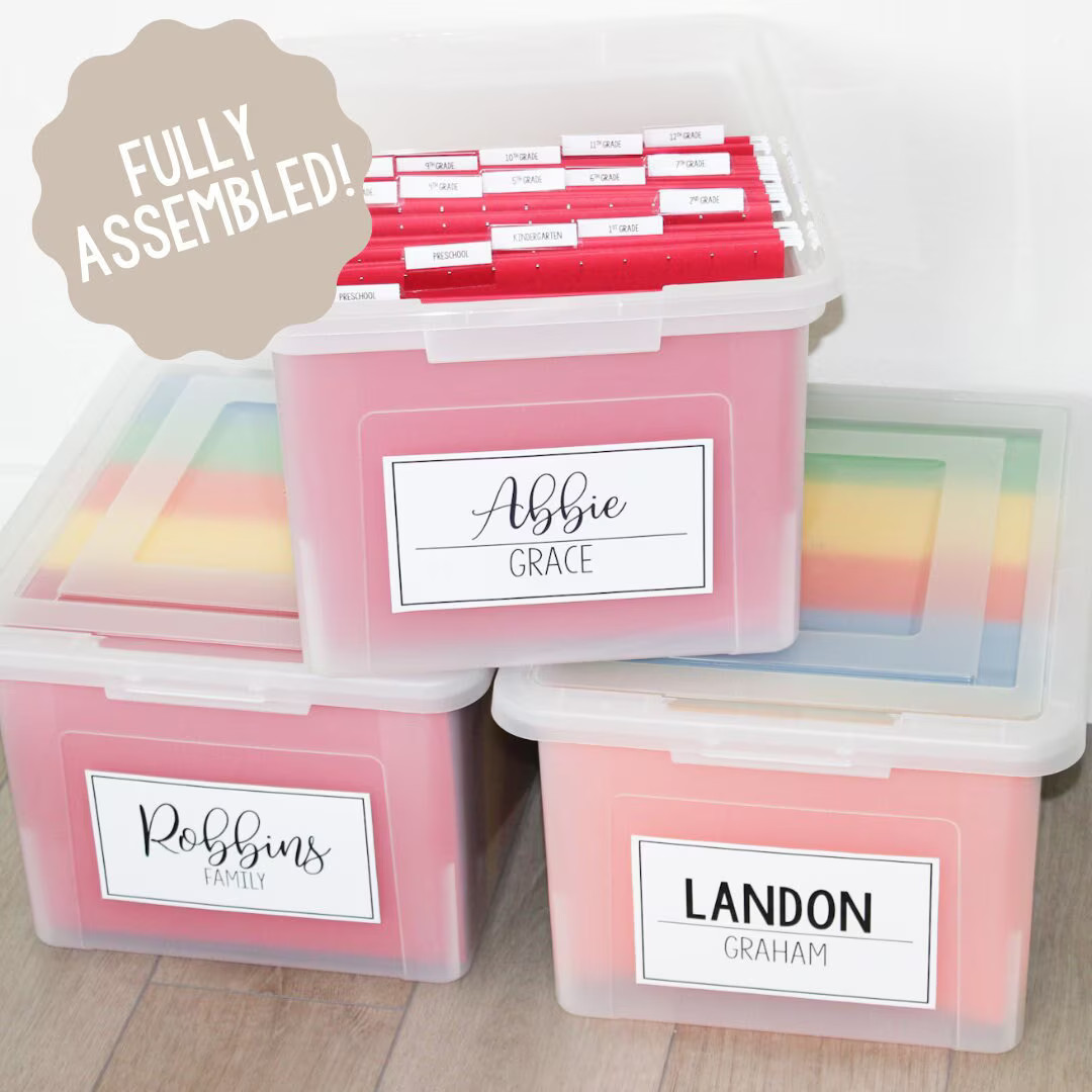 FULLY ASSEMBLED Kids File Memory Box Kit L Milestone Tote L Keepsake Box L Organization School Bo... | Etsy (US)