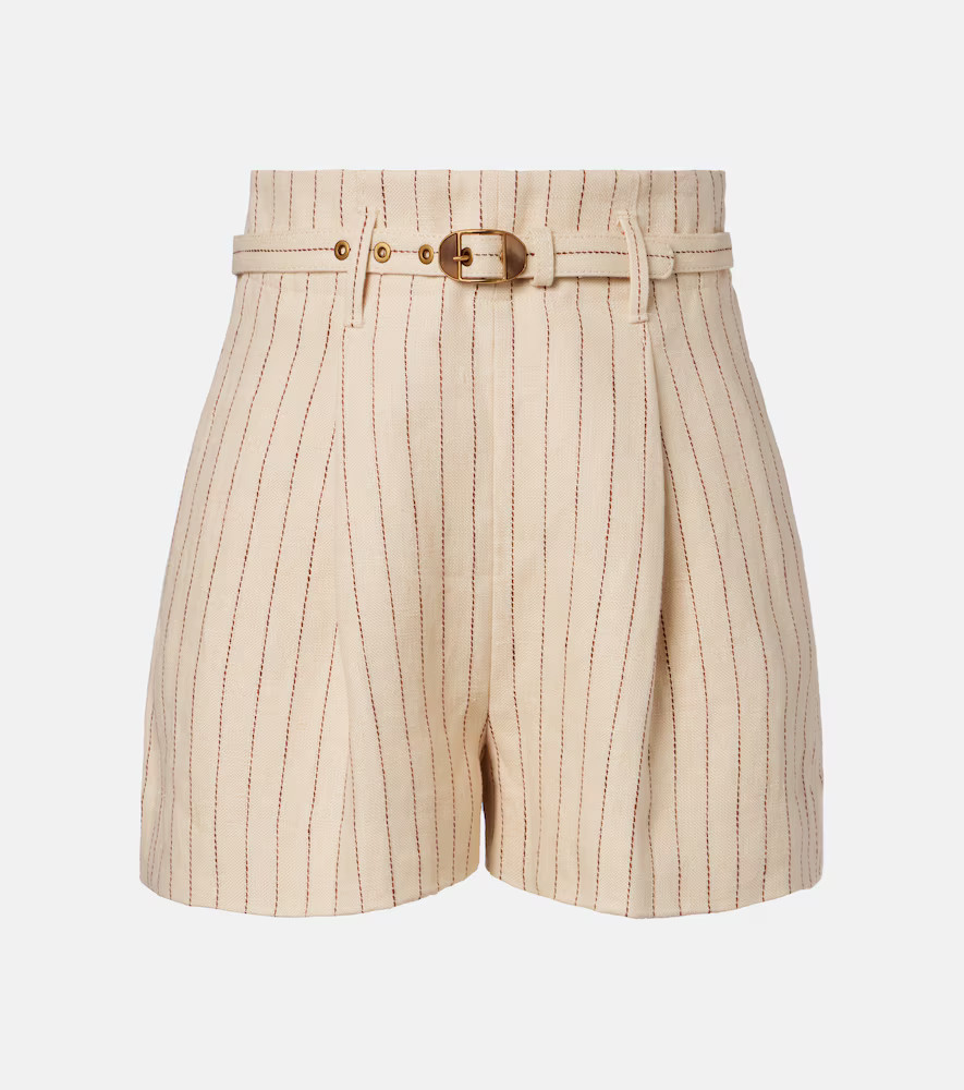 Zimmermann Striped belted linen shorts | Mytheresa (US/CA)