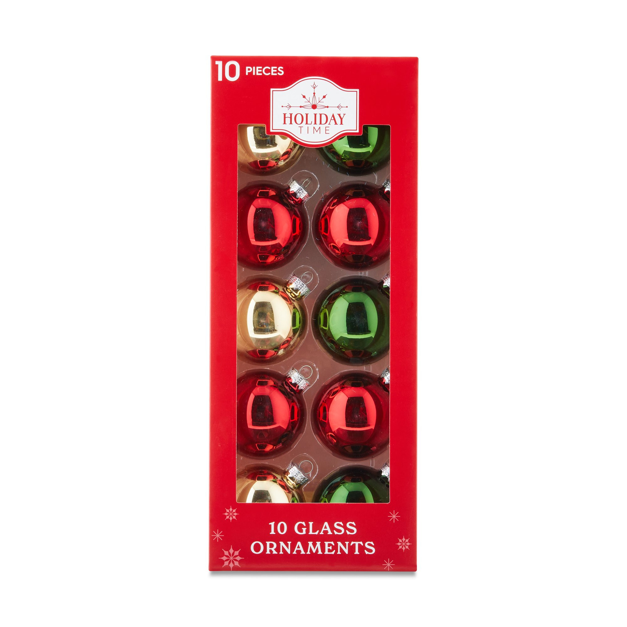 Red, Green and Gold Glass Christmas Ornaments, 10 Count, by Holiday Time - Walmart.com | Walmart (US)
