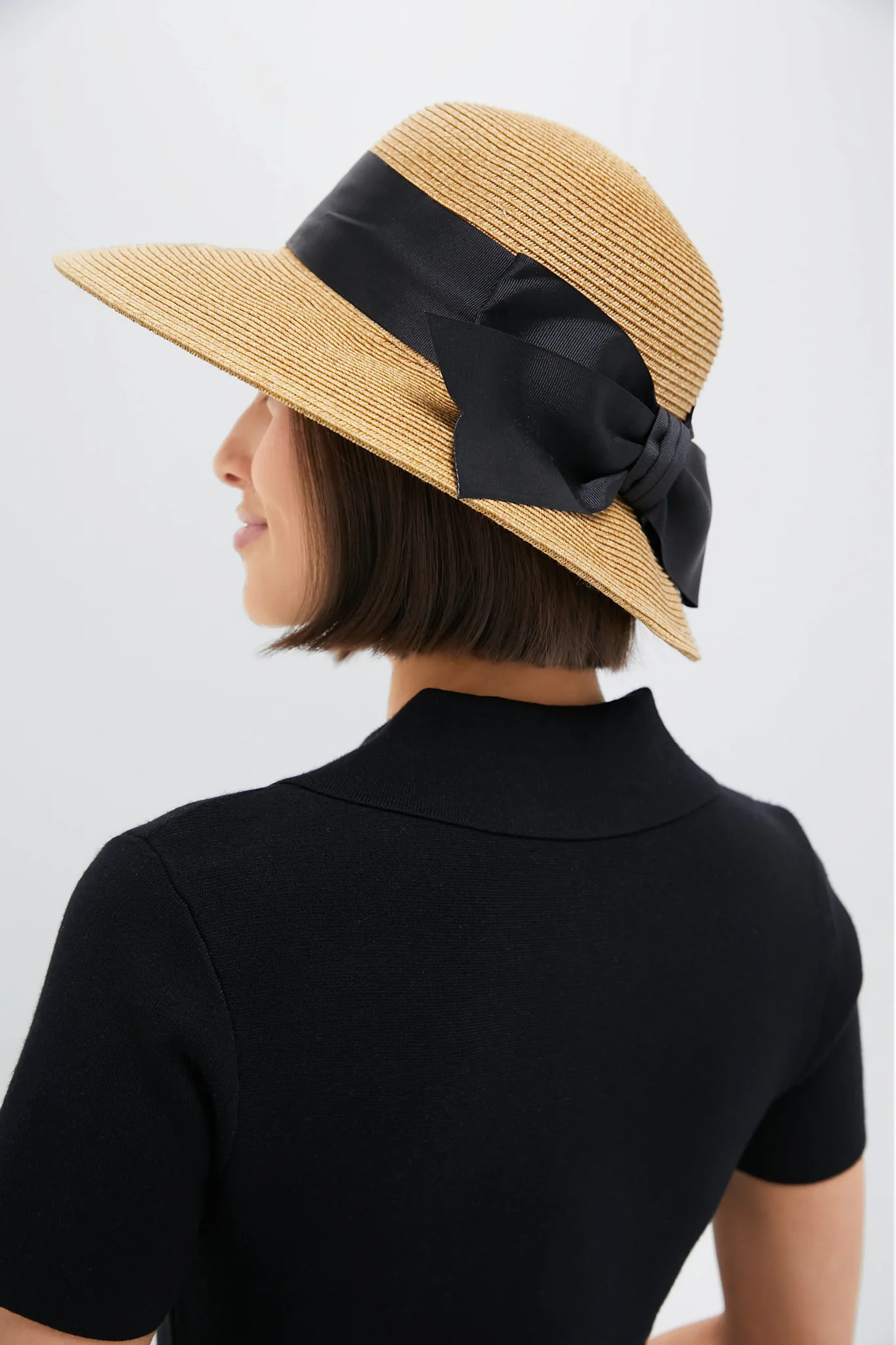 Exclusive Black Packable Wide Bow Sunhat | Tuckernuck (US)