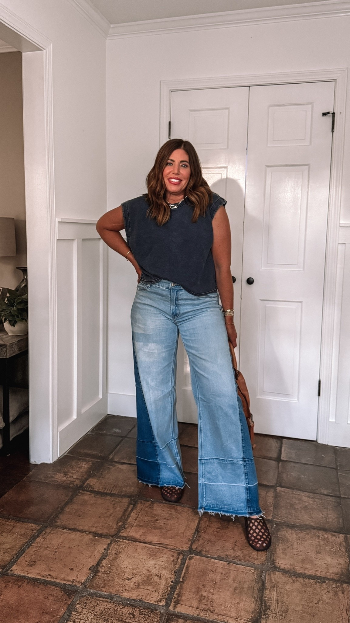 Color block jeans on sale 40% off/$53.97 @American Eagle Outfitters jelly shoes on sale under $30‼️

Over 40 style, color block jeans, finds under $60

#LTKSaleAlert #LTKOver40 #LTKMidsize