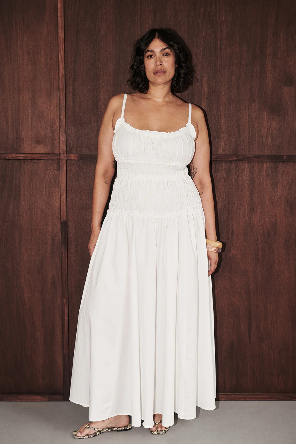 TOBY WHITE COTTON MIDI DRESS | DISSH