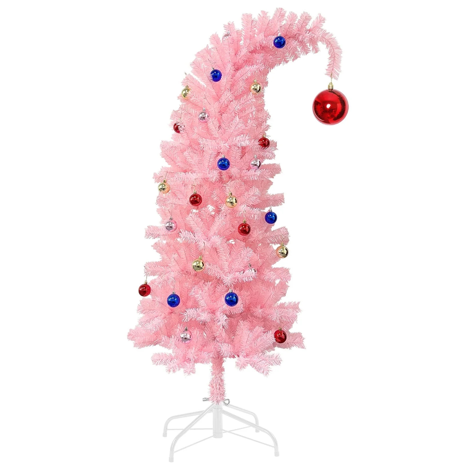 Ayieyill 6Ft Artificial Christmas Tree, Whimsical Pink Christmas Tree with Metal Stand & Ball Orn... | Walmart (US)