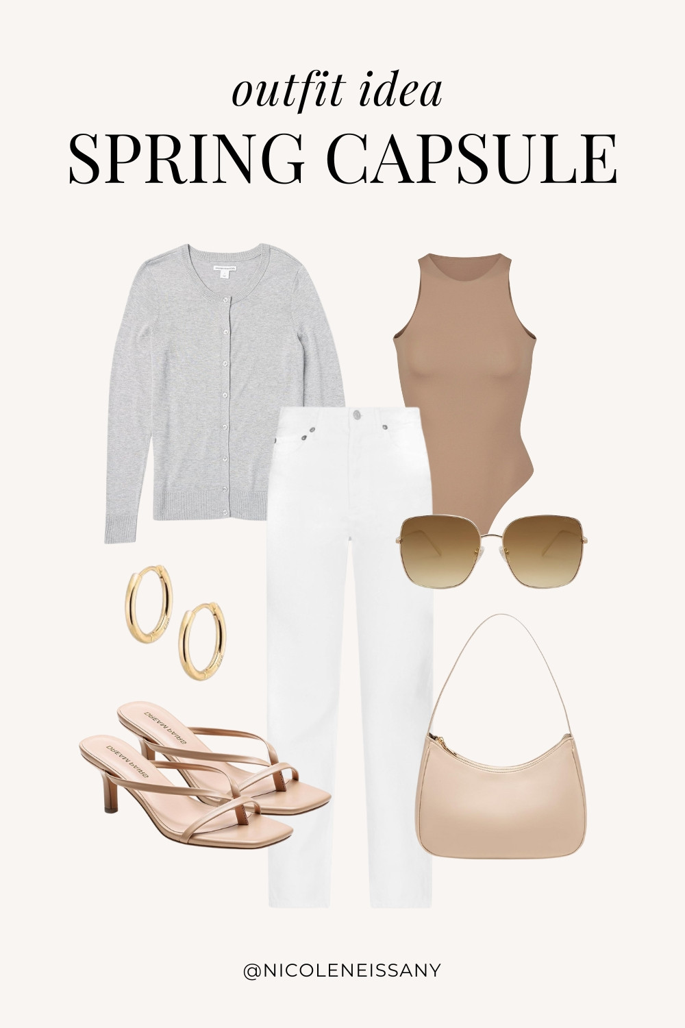 Spring outfit idea featuring my 2025 Spring Capsule Wardrobe staples | casual spring outfit, spring brunch outfit, spring date night outfit, spring date outfit, elevated casual spring outfit, spring work outfit, spring office outfit, casual spring outfit idea, spring outfits, spring shoes, 2025 spring trends, 2025 spring fashion trends, neutral capsule wardrobe, minimalist capsule wardrobe | cardigan outfit, spring cardigan, sleeveless bodysuit, spring bodysuits, spring tops, white jeans, white denim, spring jeans, spring denim, strappy heels, strappy sandals, spring shoe trends, spring shoes, nude purse, gold hoop earrings

#LTKSpring #LTKPetite #LTKTravel #LTKSaleAlert #LTKShoeCrush #LTKWorkwear #LTKFindsUnder100 #LTKStyleTip #LTKFindsUnder50 #LTKSeasonal 

 