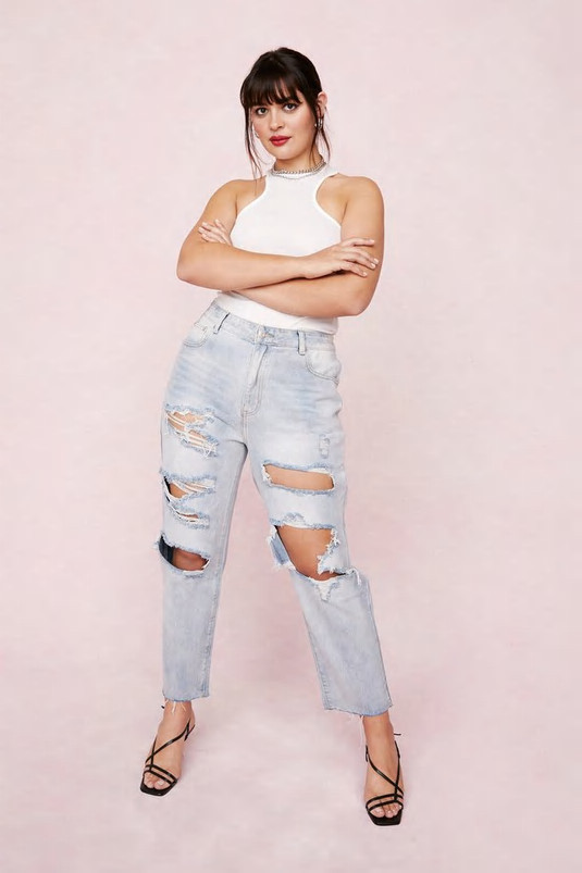 Plus Size Ripped High Waisted Jeans | Nasty Gal (US)