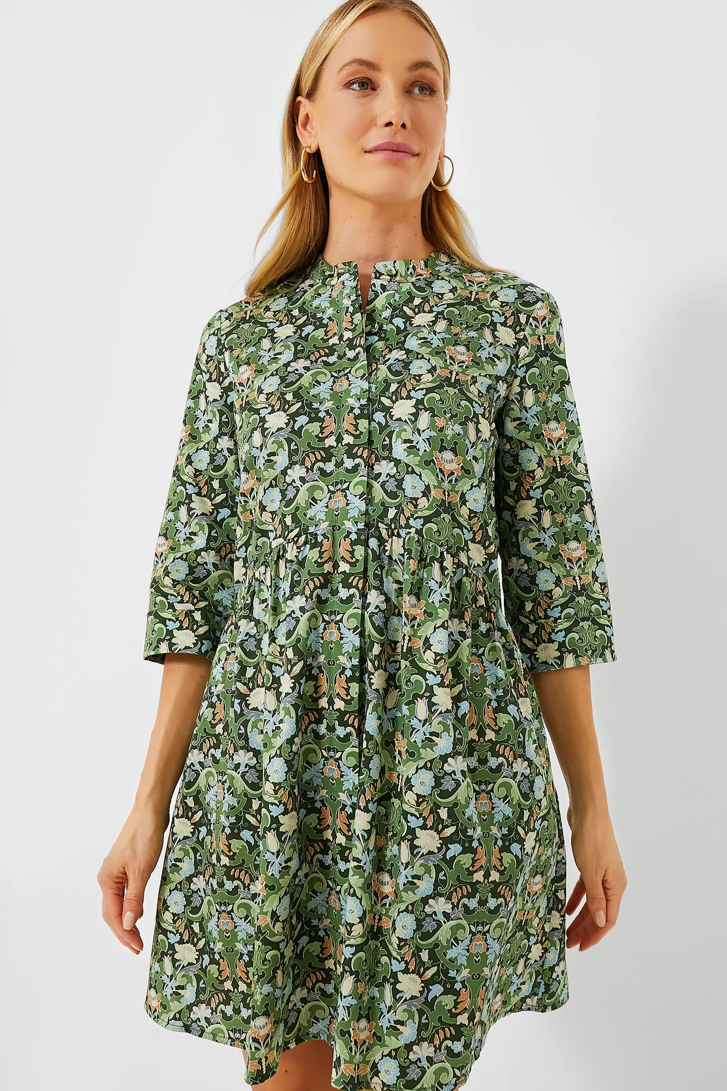 Sage Deco Damask Royal Shirt Dress | Tuckernuck (US)