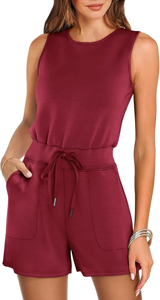 ANRABESS Romper for Women Summer Dressy Casual 2024 Fashion Outfits Sleeveless Cute Cozy Lounge S... | Amazon (US)