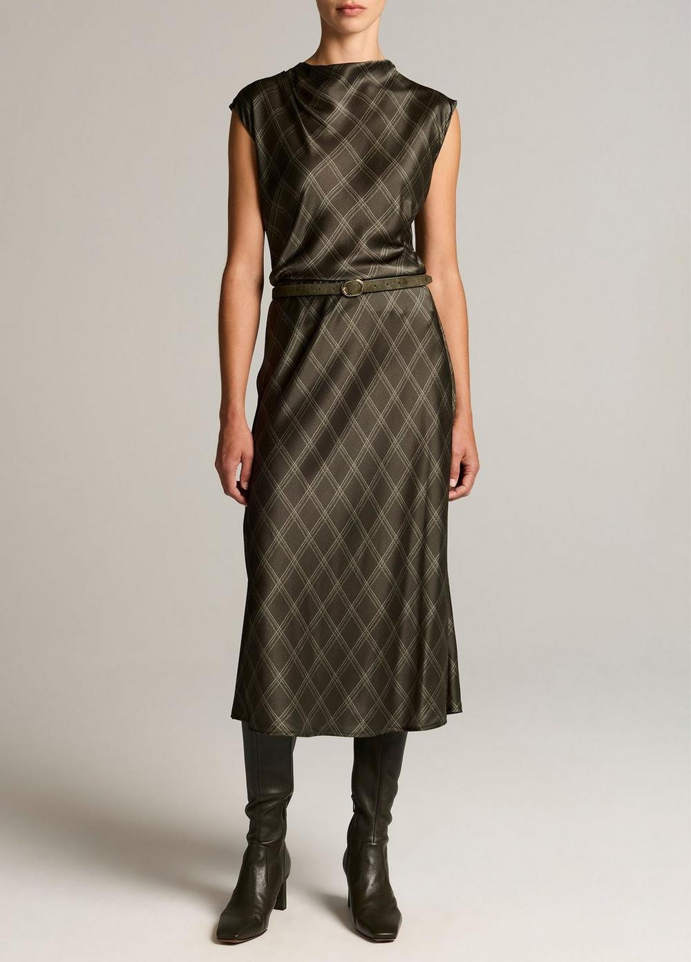 Diamond Plaid Matte Satin Slip Skirt | Vince LLC