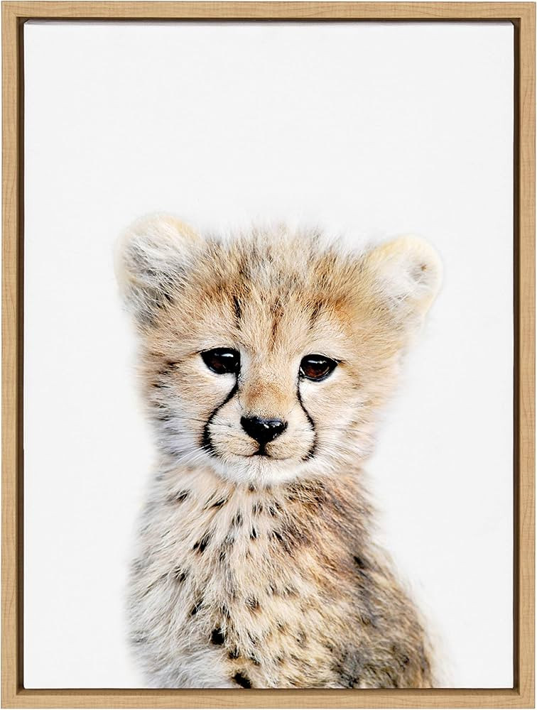 Kate and Laurel Sylvie Baby Cheetah Animal Print Portrait Framed Canvas Wall Art by Amy Peterson,... | Amazon (US)