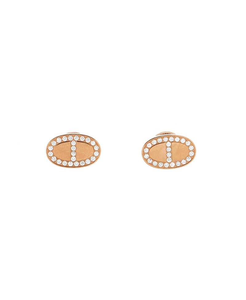 Pre-Owned Hermes Chaine d'Ancre Contour Stud Earrings 18K Rose Gold and Diamonds | Bloomingdale's (US)