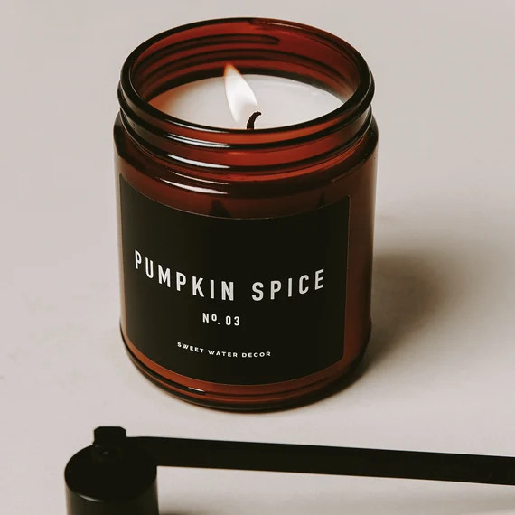 Pumpkin Spice Candle | Amber Jar Candle | Pumpkin Soy Candle | Fall Candle | Essential Oil Candle... | Etsy (US)