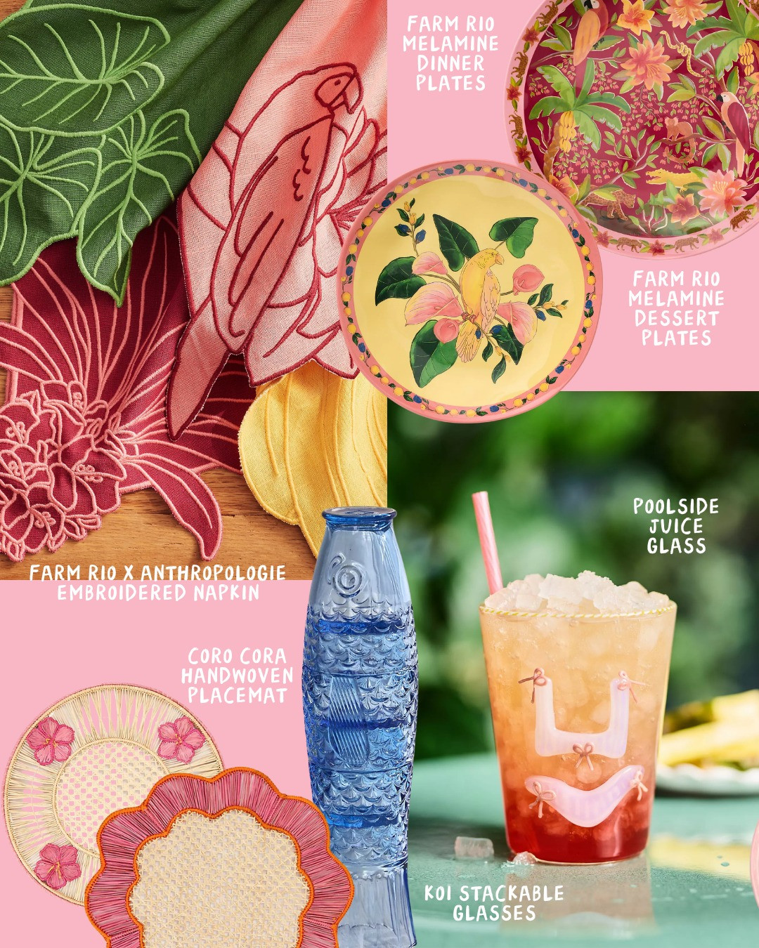 Summer hosting essentials!! Color-drench your table this summer with these items!! From everything Farm Rio x Anthropologie to the cutest stackable fish cups!!  

 #LTKSeasonal #LTKHome