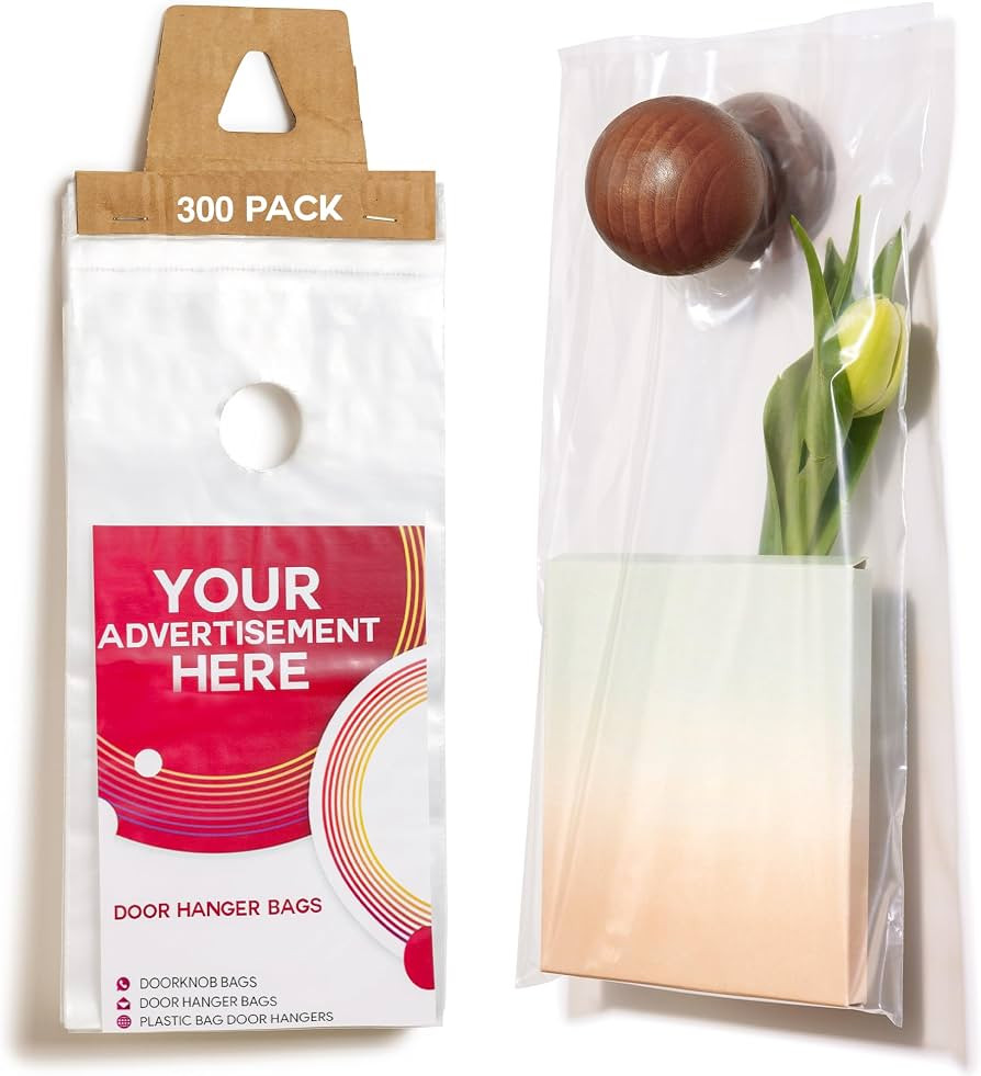 Door Hanger Bags, 6" x 12", 300 Count, Choice Marts Clear Waterproof Plastic Door Hanger Bags for... | Amazon (US)