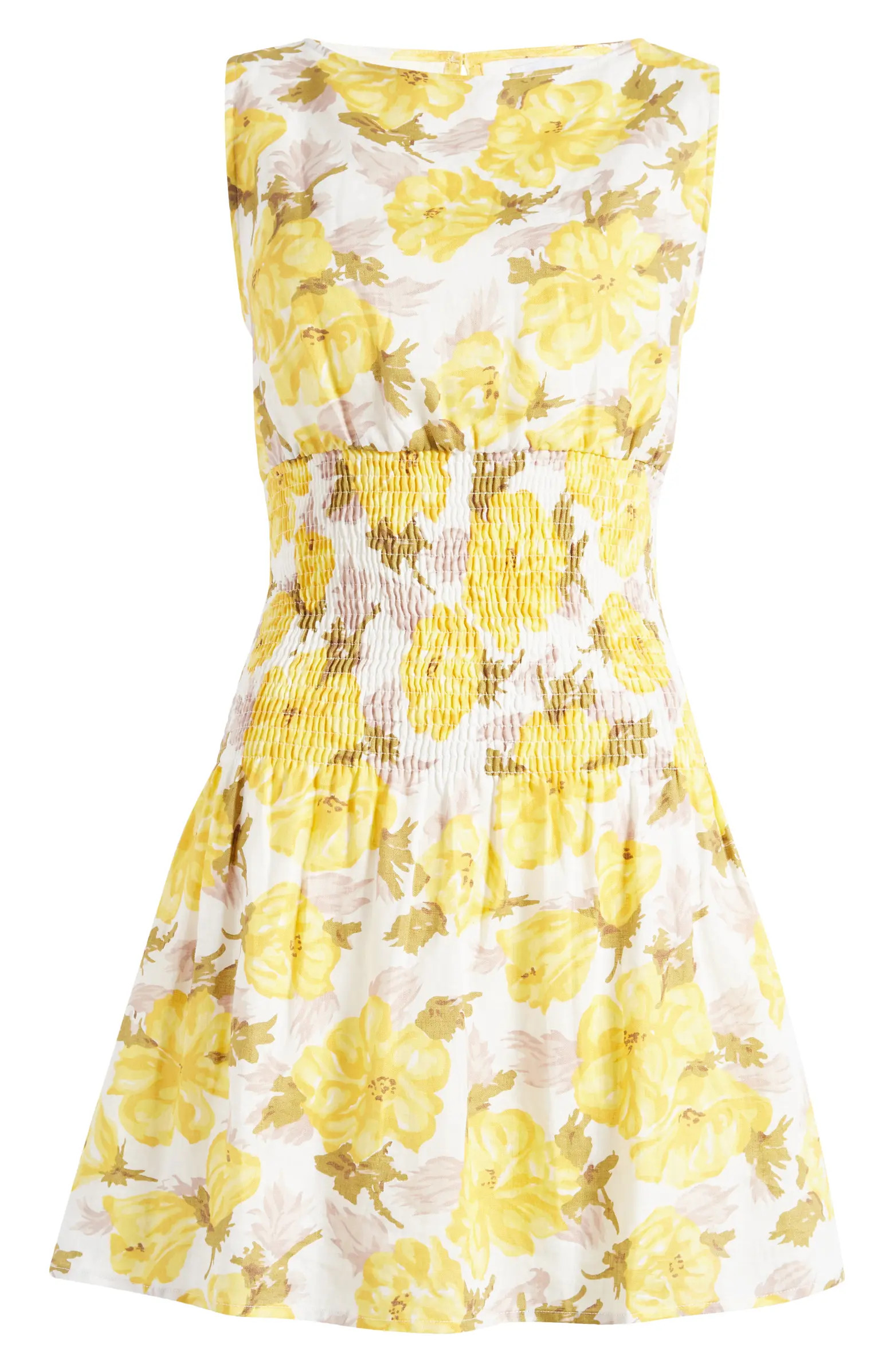 Novalee Floral Linen Minidress | Nordstrom