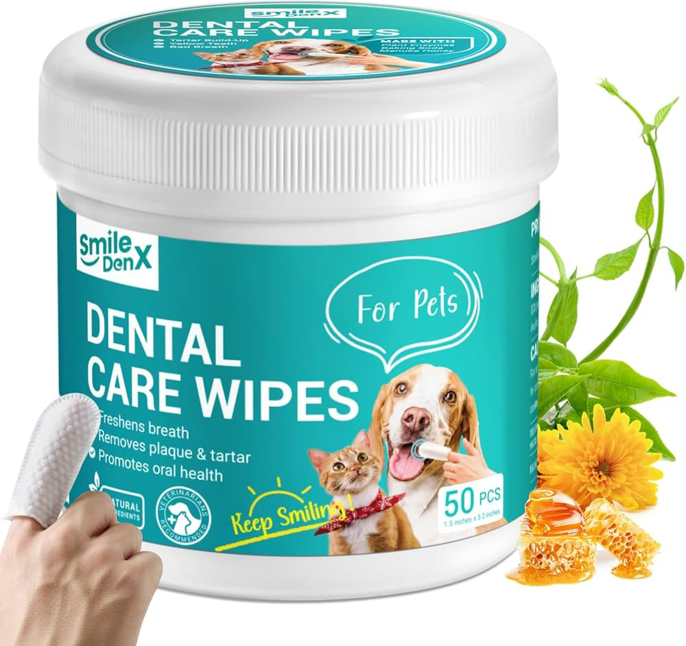 Teeth Cleaning Wipes for Dogs & Cats, Dog Finger Toothbrush Wipes, Dog Dental Care Finger Wipes, ... | Amazon (US)