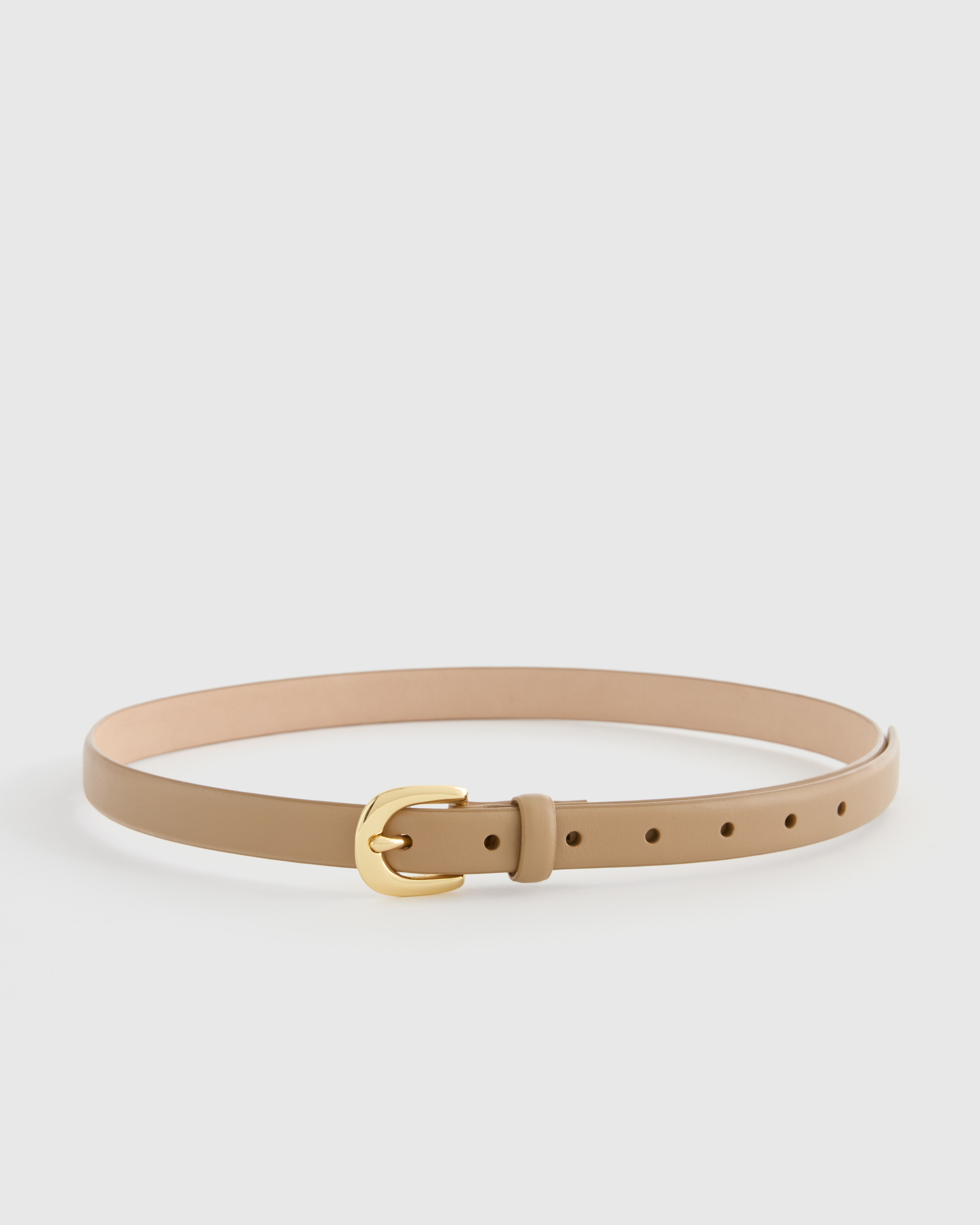 Quince | Women's Sofia European Leather Skinny Belt in Mushroom, Size XL | Quince
